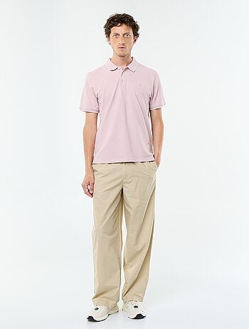 Pantalón ancho liso de popelín