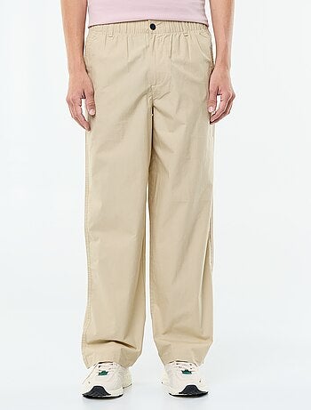 Pantalón ancho liso de popelín