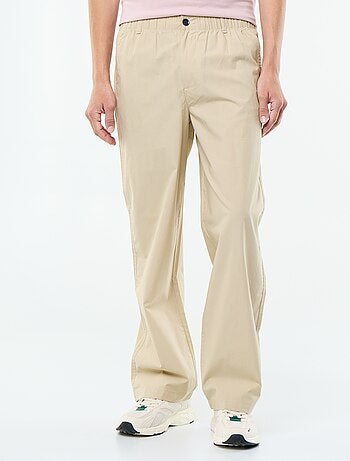 Pantalón ancho liso de popelín