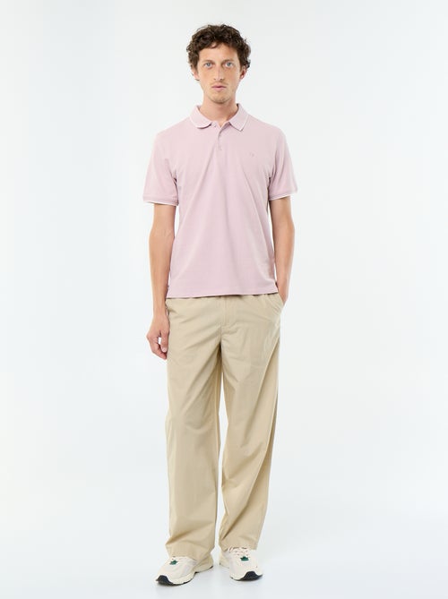 Pantalón ancho liso de popelín - Kiabi