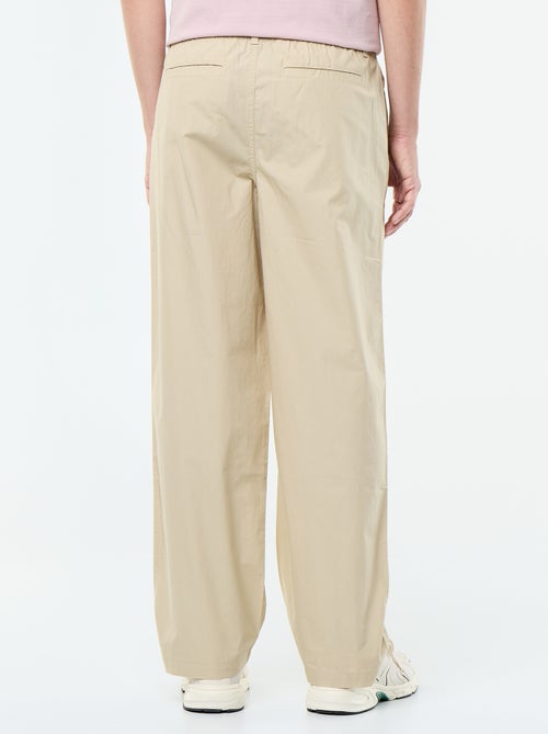 Pantalón ancho liso de popelín - Kiabi