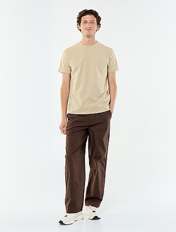 Pantalón ancho liso de popelín