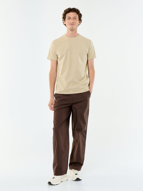 Pantalón ancho liso de popelín - Kiabi