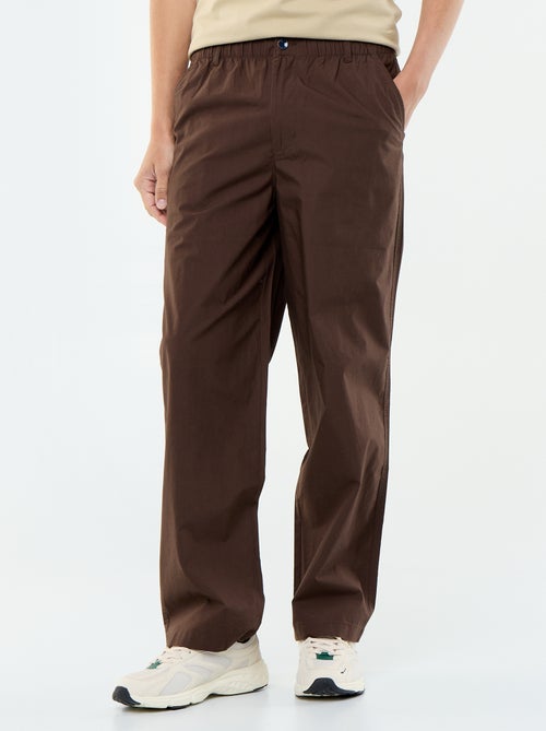 Pantalón ancho liso de popelín - Kiabi