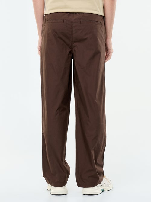 Pantalón ancho liso de popelín - Kiabi