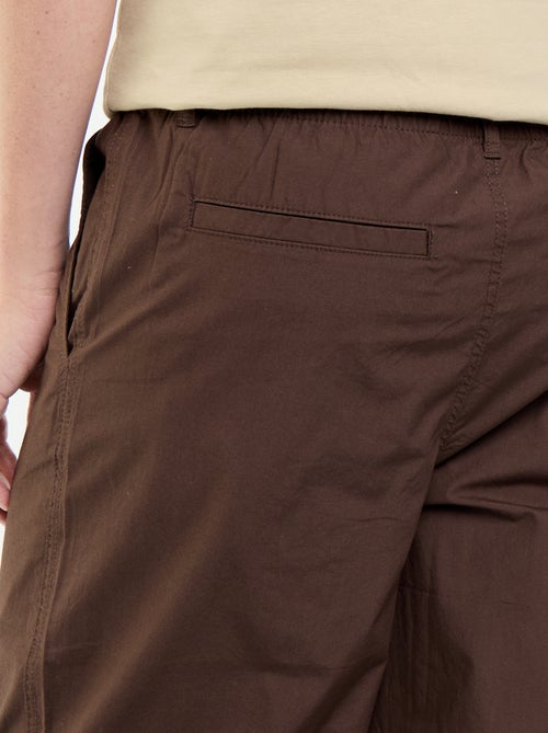 Pantalón ancho liso de popelín - Kiabi