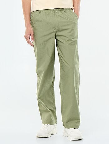 Pantalón ancho liso de popelín