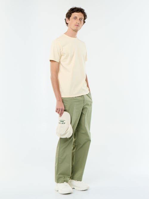 Pantalón ancho liso de popelín - Kiabi