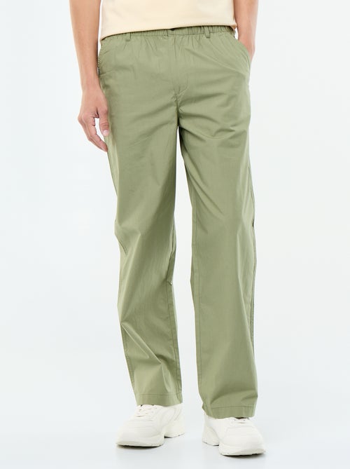 Pantalón ancho liso de popelín - Kiabi