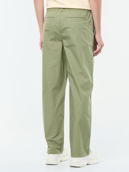 Pantalón ancho liso de popelín - Kiabi