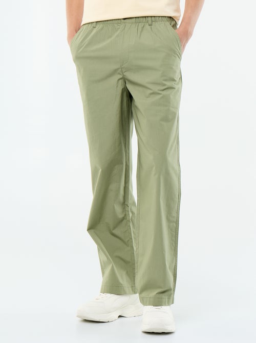 Pantalón ancho liso de popelín - Kiabi