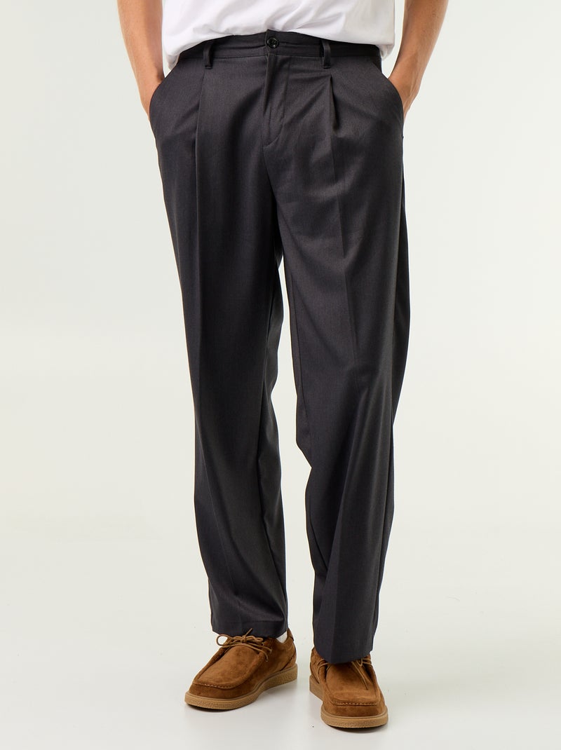 Pantalón ancho liso Gris - Kiabi