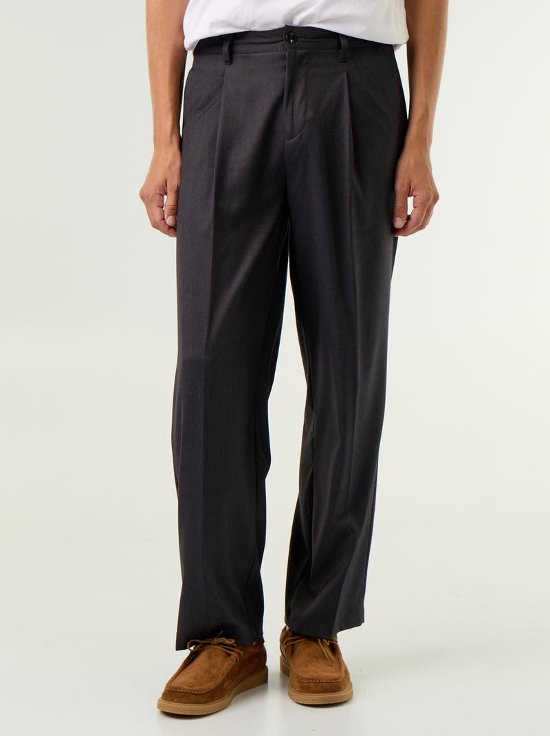 Pantalón ancho liso Gris - Kiabi
