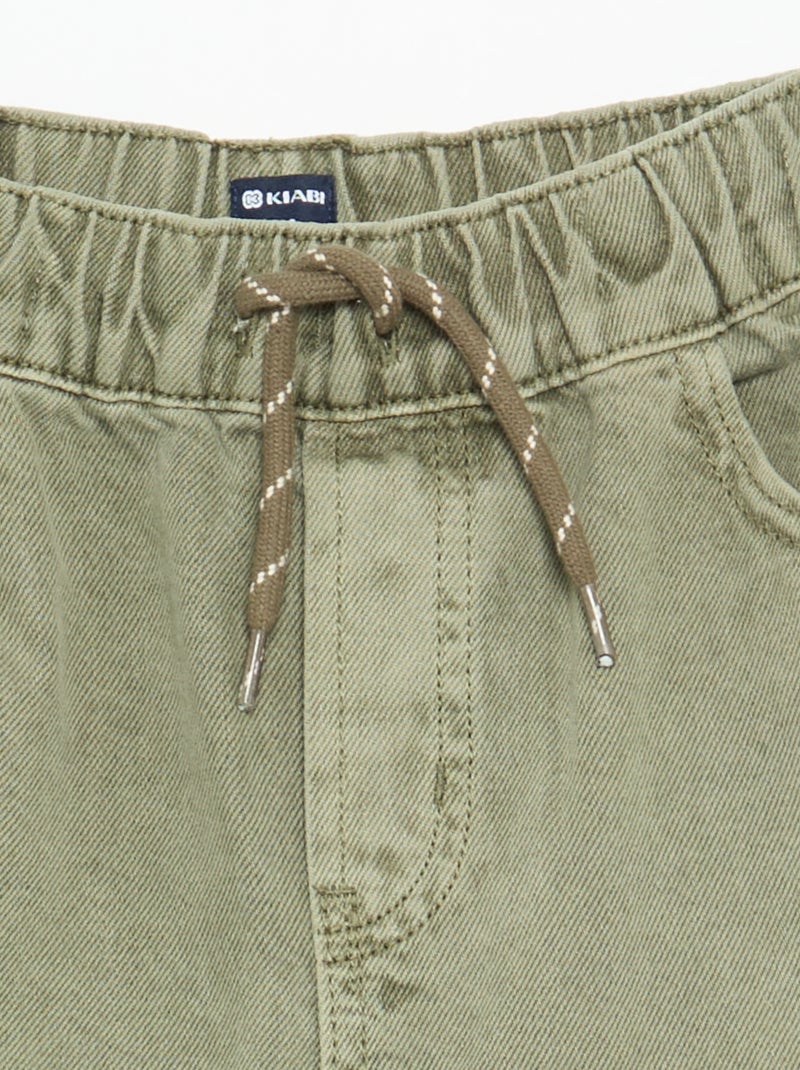 Pantalón ancho liso Kaki - Kiabi