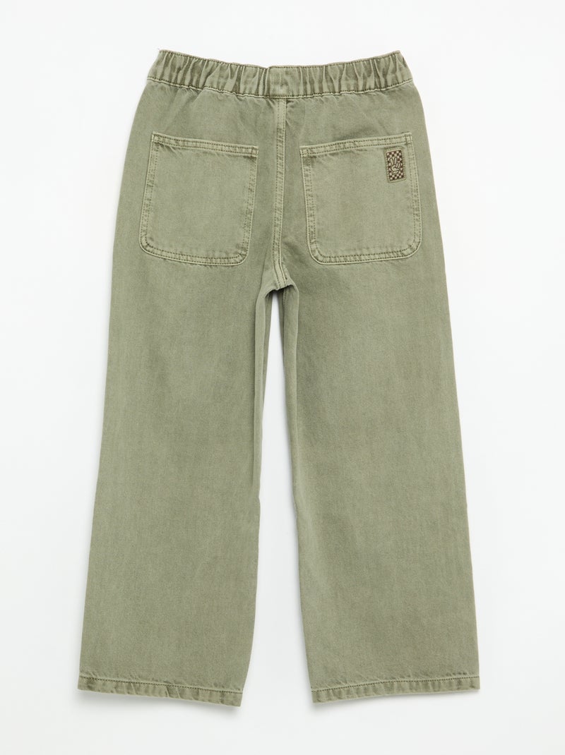 Pantalón ancho liso Kaki - Kiabi