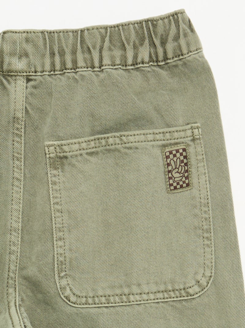 Pantalón ancho liso Kaki - Kiabi