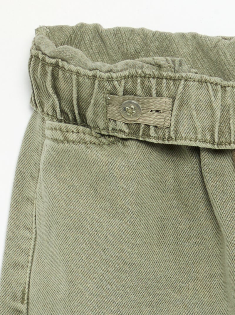 Pantalón ancho liso Kaki - Kiabi