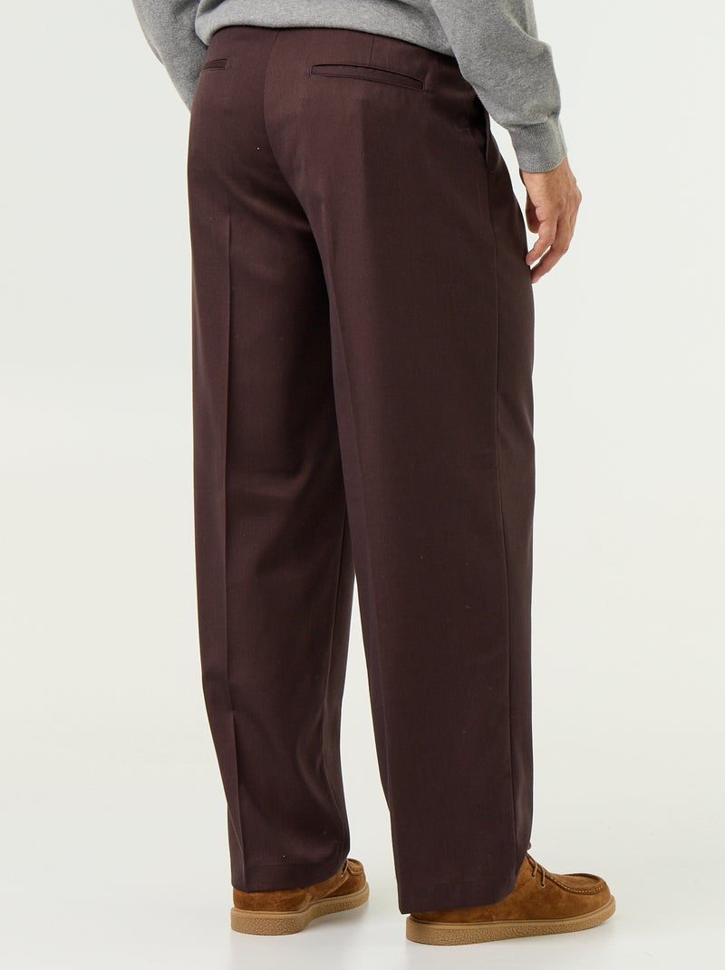 Pantalón ancho liso Marron - Kiabi