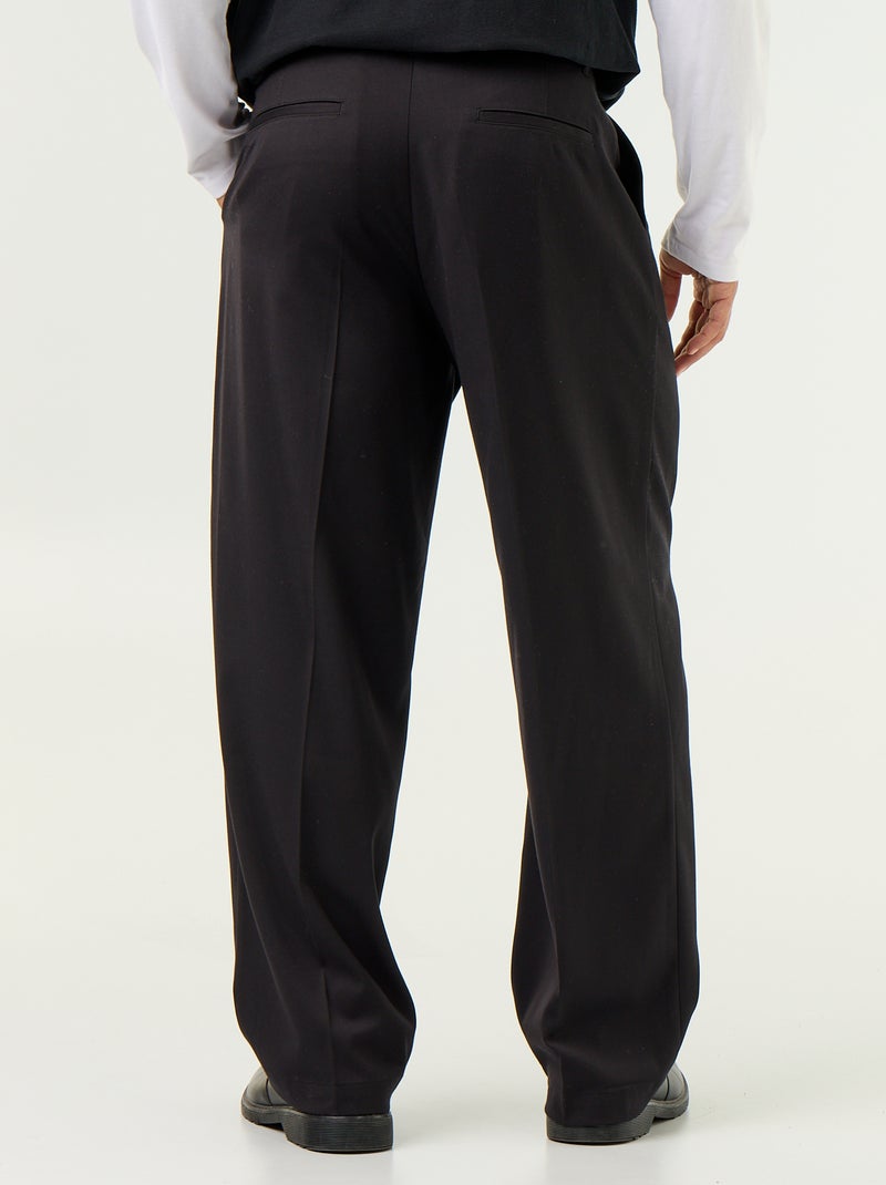 Pantalón ancho liso Negro - Kiabi