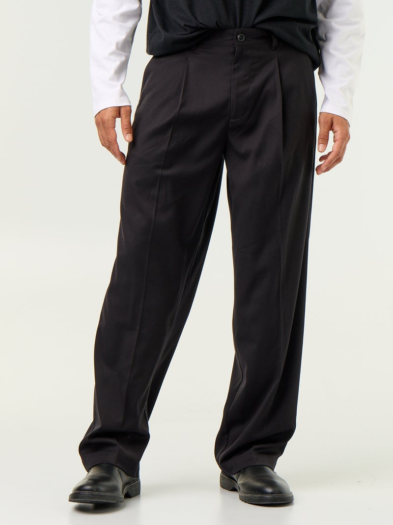 Pantalón ancho liso Negro - Kiabi