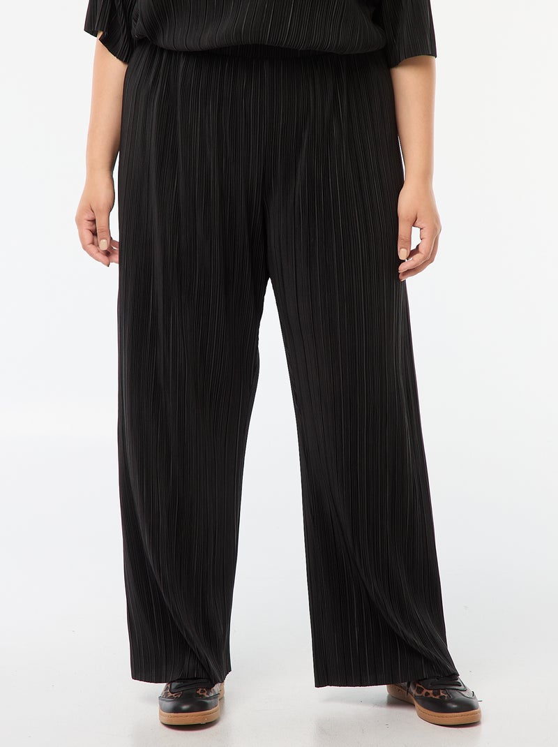 Pantalón ancho 'Only Carmakoma' de punto plisado Negro - Kiabi