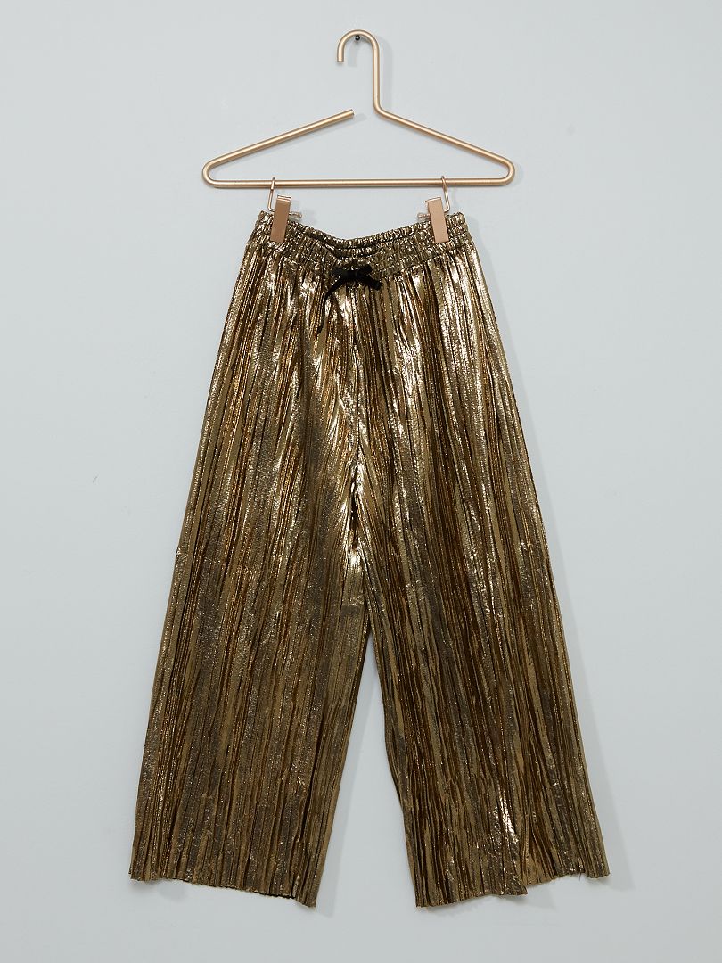 Pantalón ancho plisado dorado - Kiabi