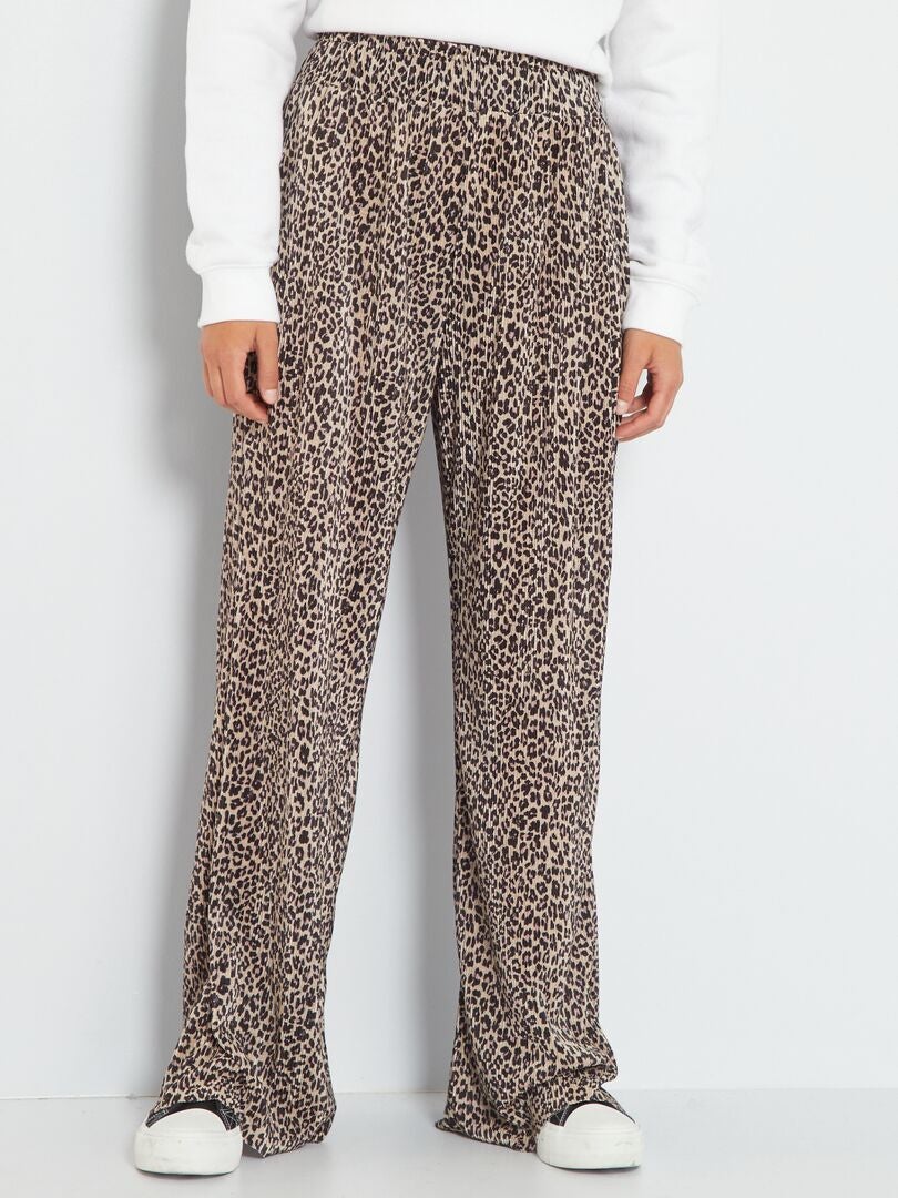 Pantalón ancho plisado 'leopardo' leopardo - Kiabi