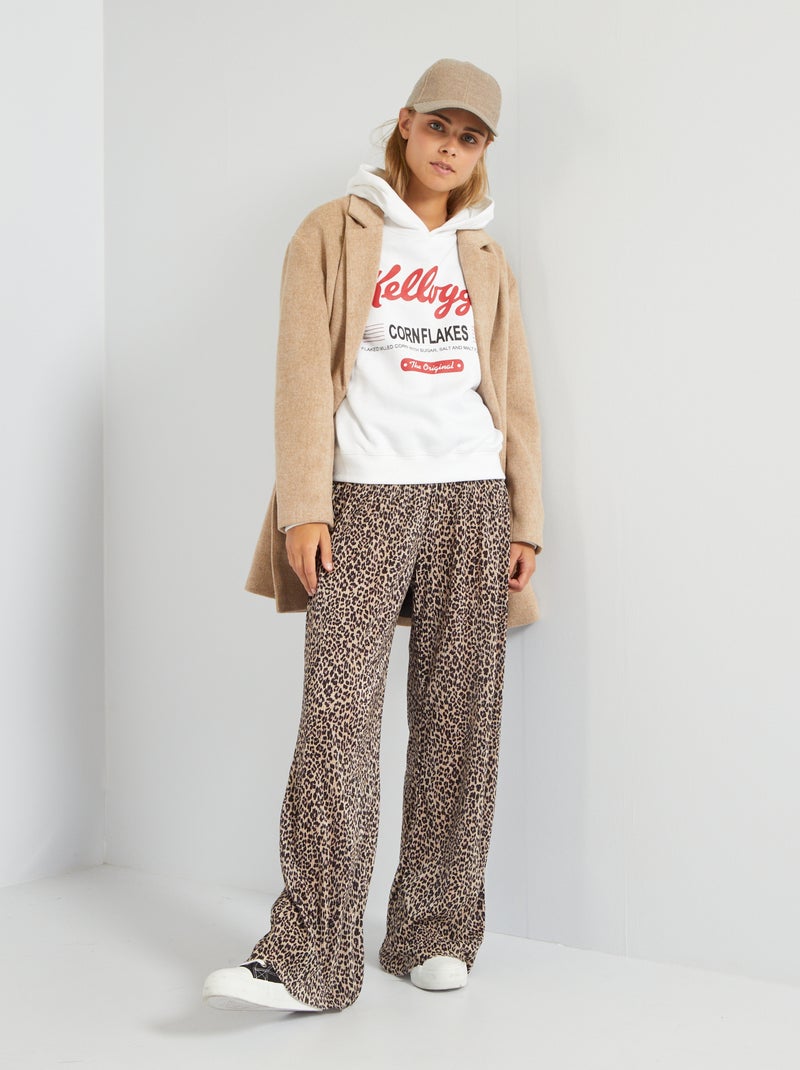 Pantalón ancho plisado 'leopardo' leopardo - Kiabi