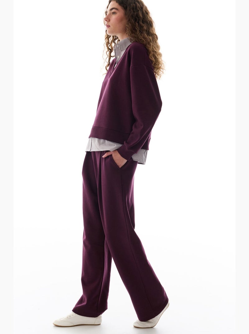 Pantalón ancho por capas penti Rojo burdeos - Kiabi