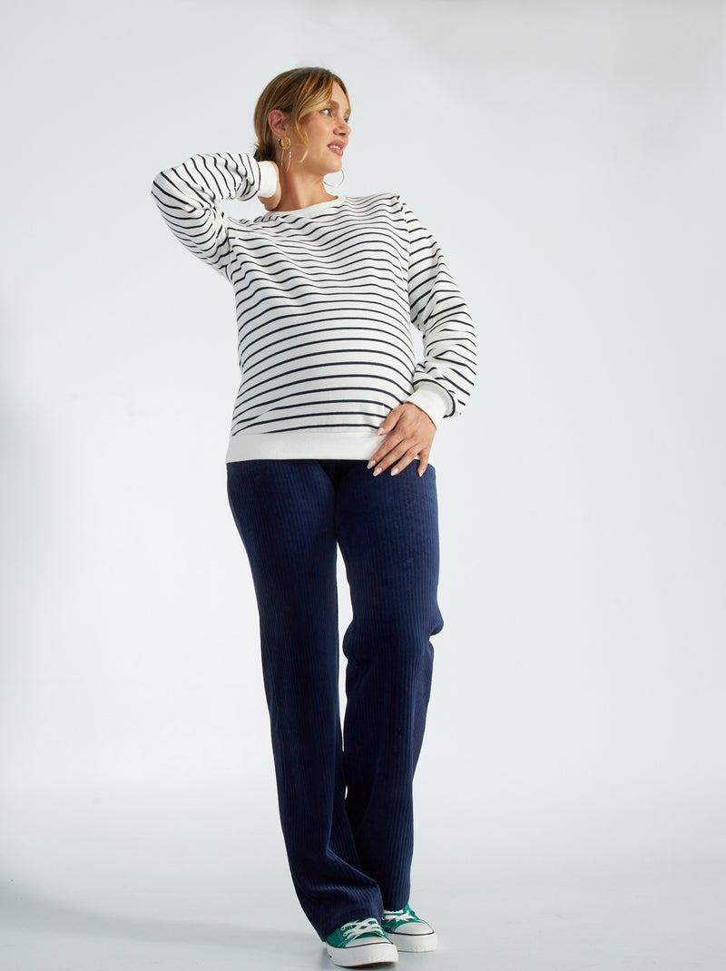 Pantalón ancho premamá de pana NEGRO - Kiabi