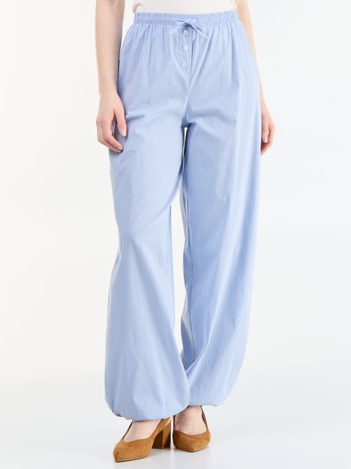 Pantalón ancho rayado corte globo - Kiabi