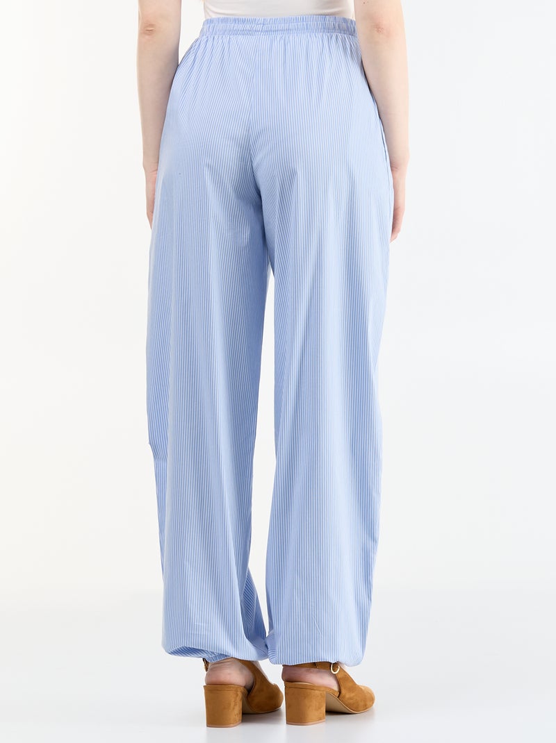 Pantalón ancho rayado corte globo Azul - Kiabi