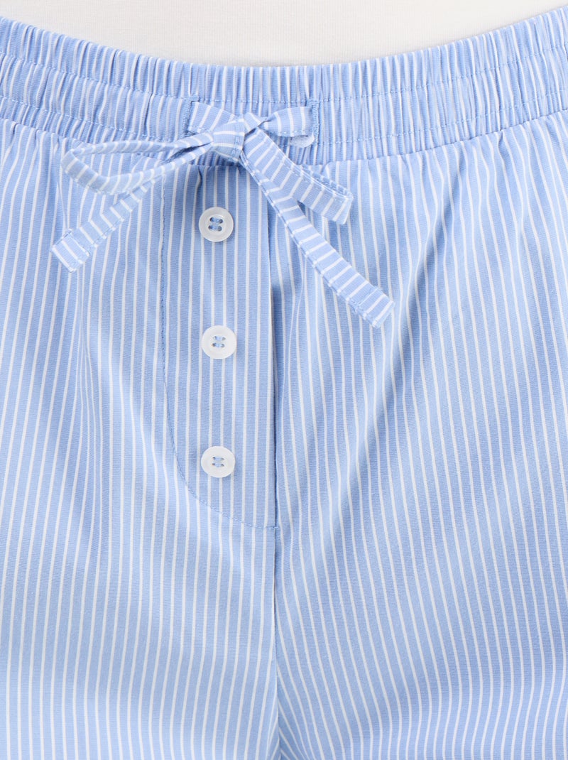 Pantalón ancho rayado corte globo Azul - Kiabi