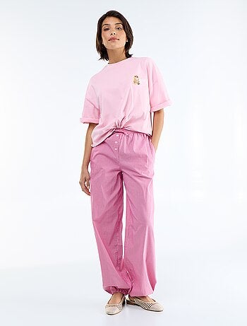 Pantalón ancho rayado corte globo