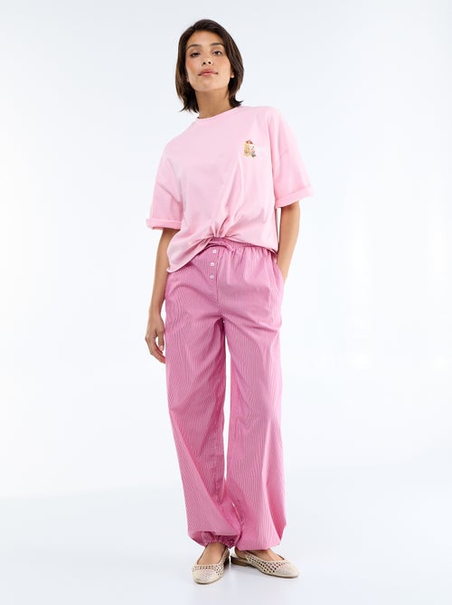 Pantalón ancho rayado corte globo - Kiabi