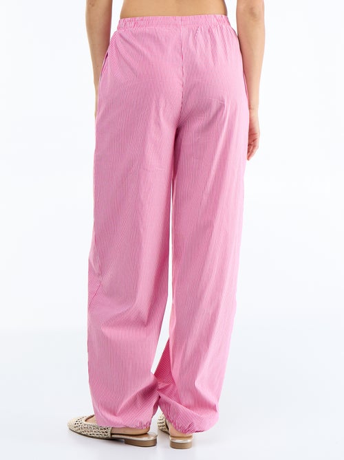 Pantalón ancho rayado corte globo - Kiabi