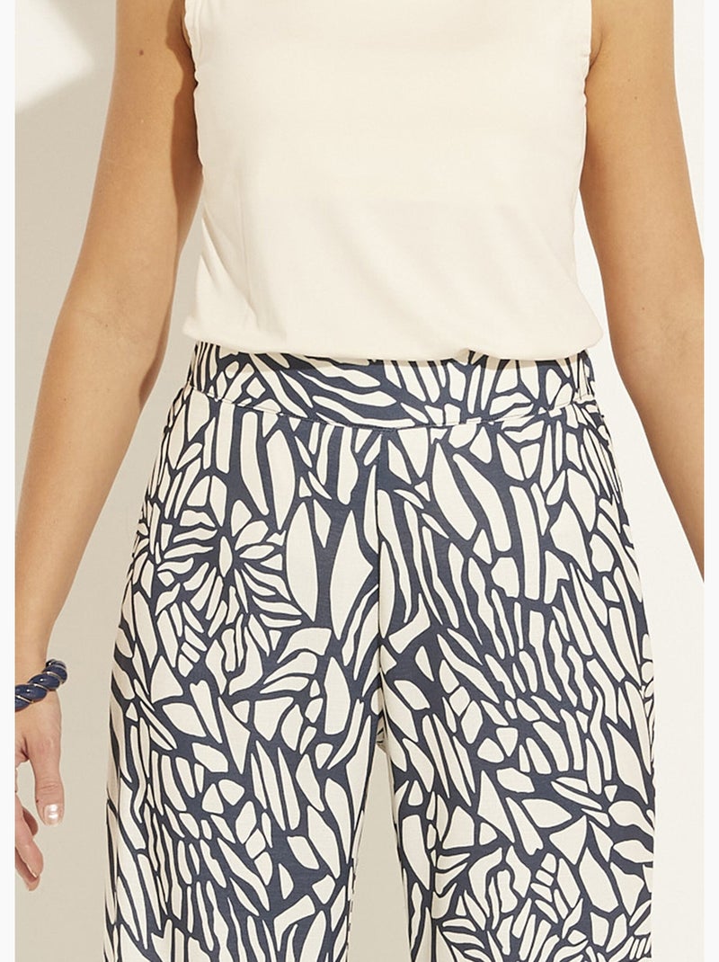 Pantalón ancho semielástico con estampado gráfico - Afibel Azul marino - Kiabi