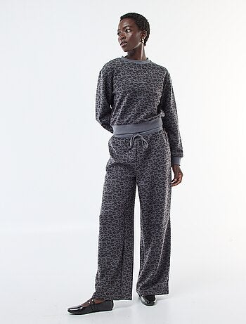 Pantalón ancho suave con estampado de leopardo