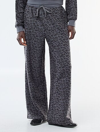 Pantalón ancho suave con estampado de leopardo