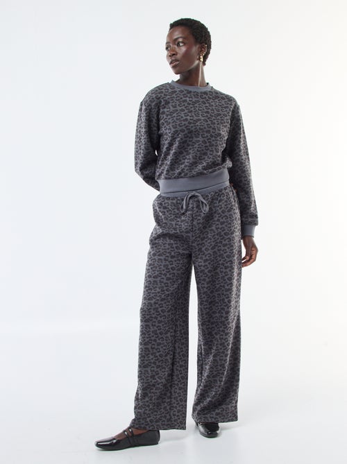 Pantalón ancho suave con estampado de leopardo - Kiabi