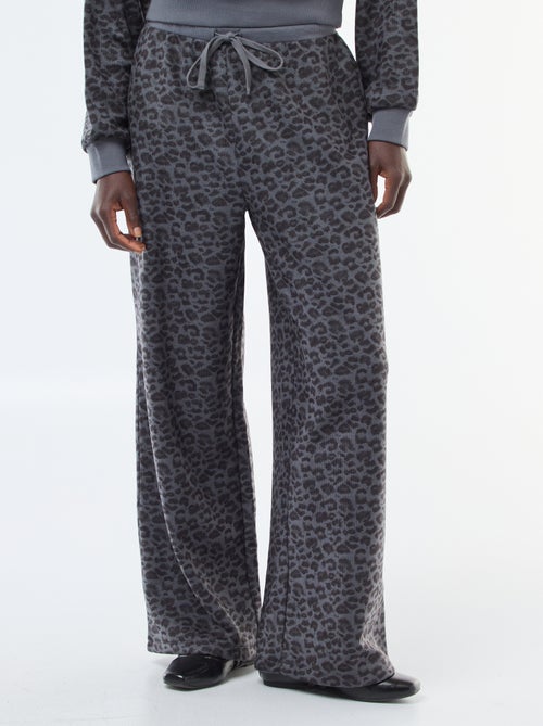 Pantalón ancho suave con estampado de leopardo - Kiabi