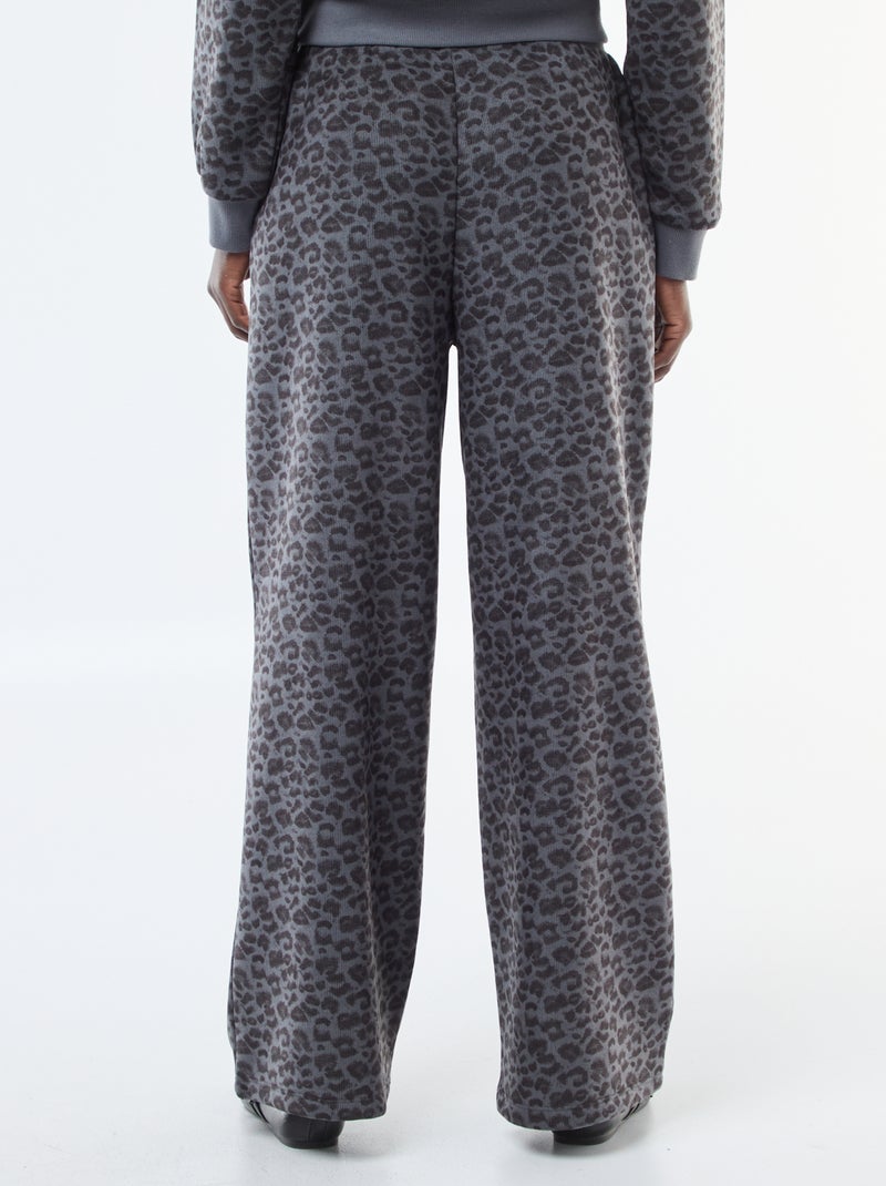 Pantalón ancho suave con estampado de leopardo Gris - Kiabi