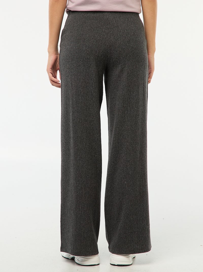 Pantalón ancho suave liso Gris - Kiabi