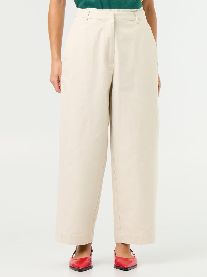 Pantalón ancho tipo barrel Beige - Kiabi