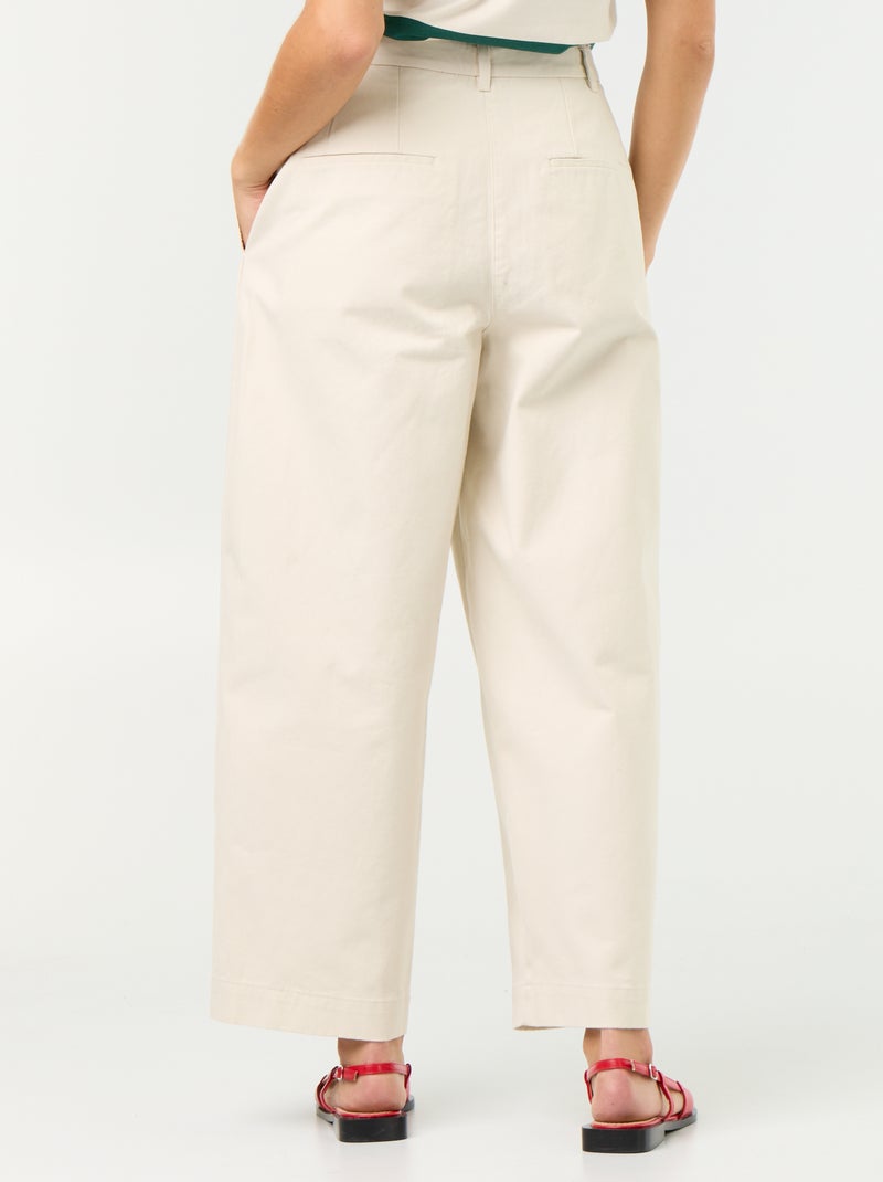 Pantalón ancho tipo barrel Beige - Kiabi