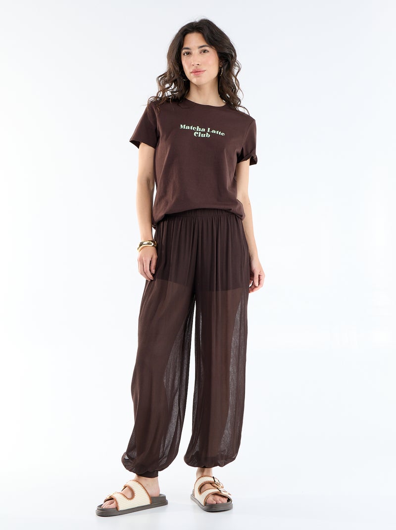 Pantalón ancho tipo globo Marron - Kiabi
