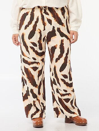 Pantalón ancho vaporoso con motivo all over