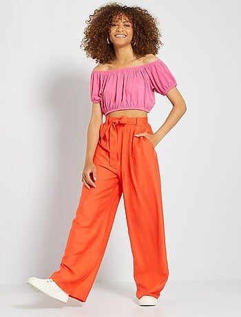 Pantalon Ponterotto color naranja liso, mujer - peSeta