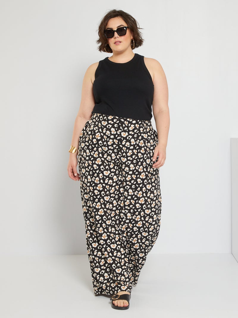 Pantalón ancho vaporoso NEGRO - Kiabi