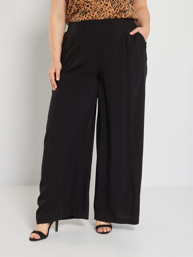 Pantalón ancho vaporoso Negro - Kiabi